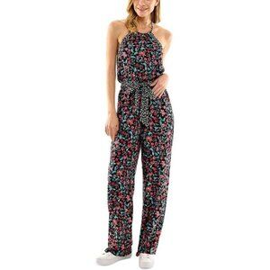 NWT Kingston Grey Women's Black Floral Print Crinkled Jumpsuit‎  XL